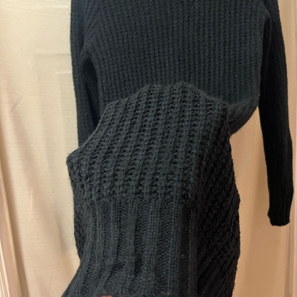 🔴 Nasty Gal Black Ribbed Knit Sweater Dress size small - Picture 2 of 9